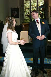 Bride and Groom during the signing