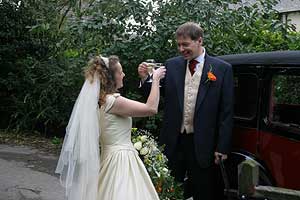 Bride and Groom toasting themselves!